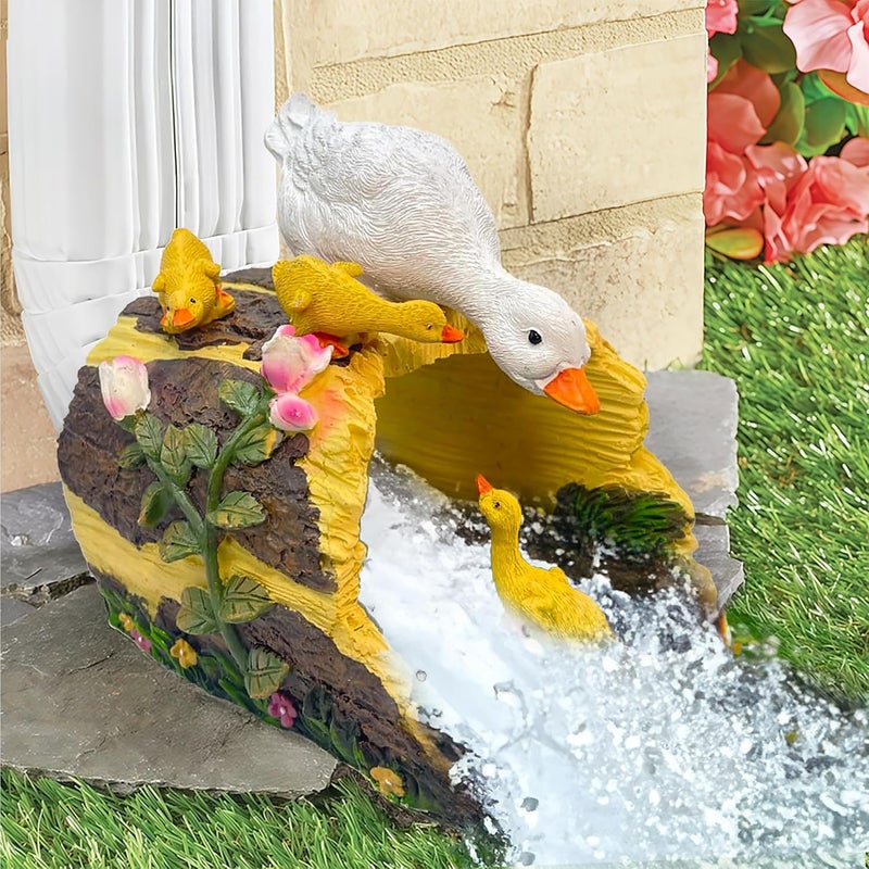 Euiroet Eco-Friendly Duck Statue - Outdoor Decor Sculpture, Garden Animal Statue, Gutter Diverter Rain, Downspout Extender, Splash Block, Decorative Gutter Extension, Ornament, 3"x4" Fit - Image 1